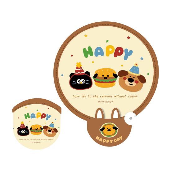 Cartoon Folding Round Fan with Photography Reflector Portable Lightweight Pocket Size Outdoor Travel Camping Summer Handheld Fan H