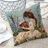 Enchanting 2D Printed Pillow Cover: Girl Reading Book Amidst Floral Wonderland Sofa cushion cover, home decoration, 2D printing