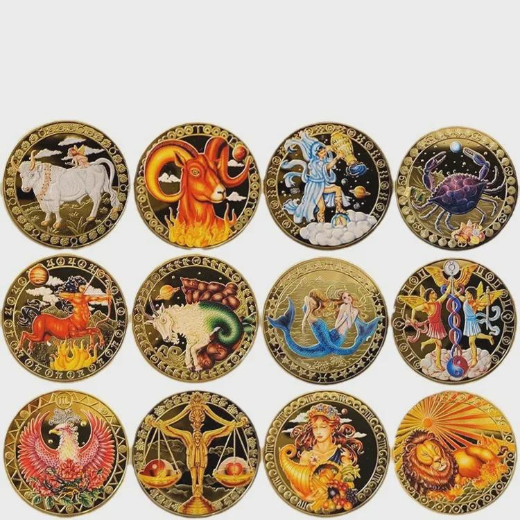 Gold-Plated Scorpio, Gemini, and Libra Zodiac Medallion Set