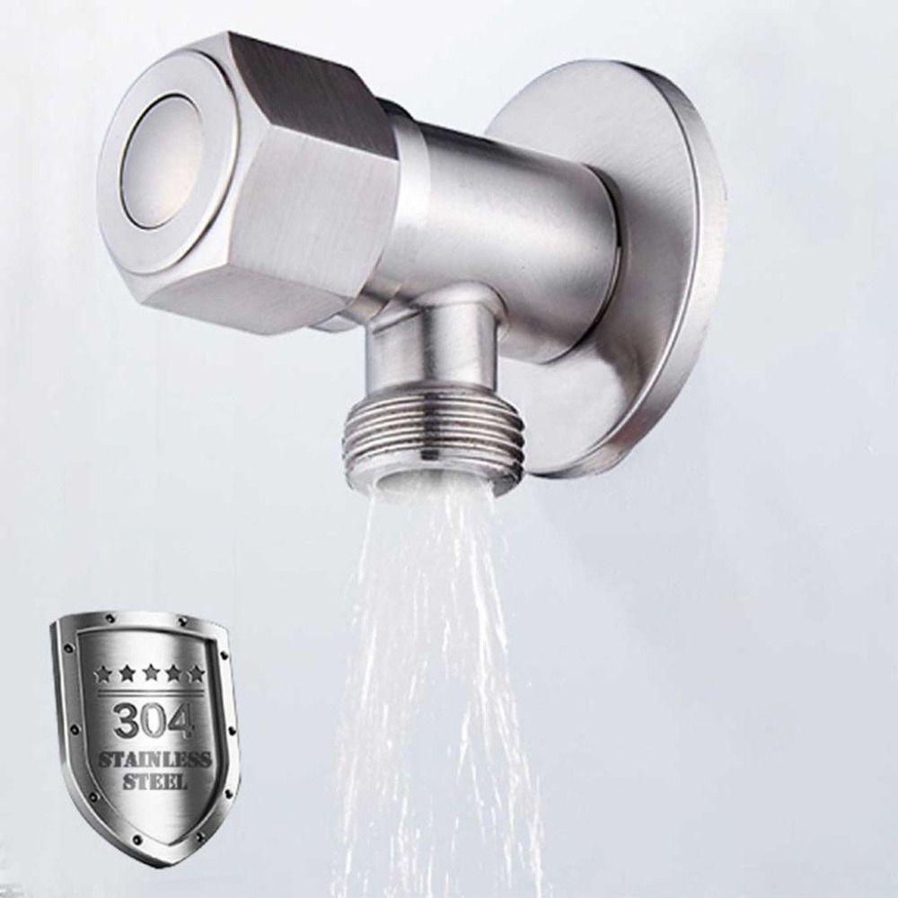 Stainless Steel Hot Cold Angle Valve Rust Proof Hexagonal Wheel Toilet Water Stop Valve Quarter Turn Triangular Valve Bathroom