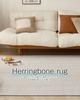 VK Living Rug Carpet, 190x190cm (2 Tatami Mats), Herringbone Pattern, Solid Color, All-Season, Stylish, Skin-Friendly, Scandinavian Style, Compatible