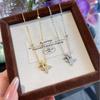 Medieval Vinegar Star Moving Full Diamond Tetragonal Star Necklace Ring Stud Earrings Light Luxury Exquisite Design Set