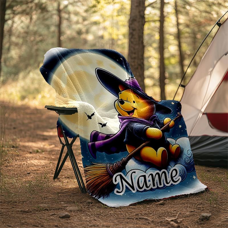 Customizable Winnie Throw Blanket – Personalized Name, All-Season Cozy Snug Blanket, Machine Washable, Personalized Blanket