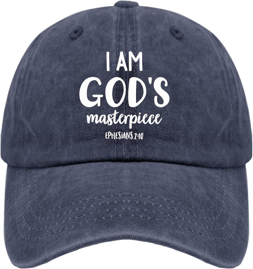 Gods Masterpiece Bible Verse Baseball Cap Christian Denim Washed Casual Adjustable Hat Unisex