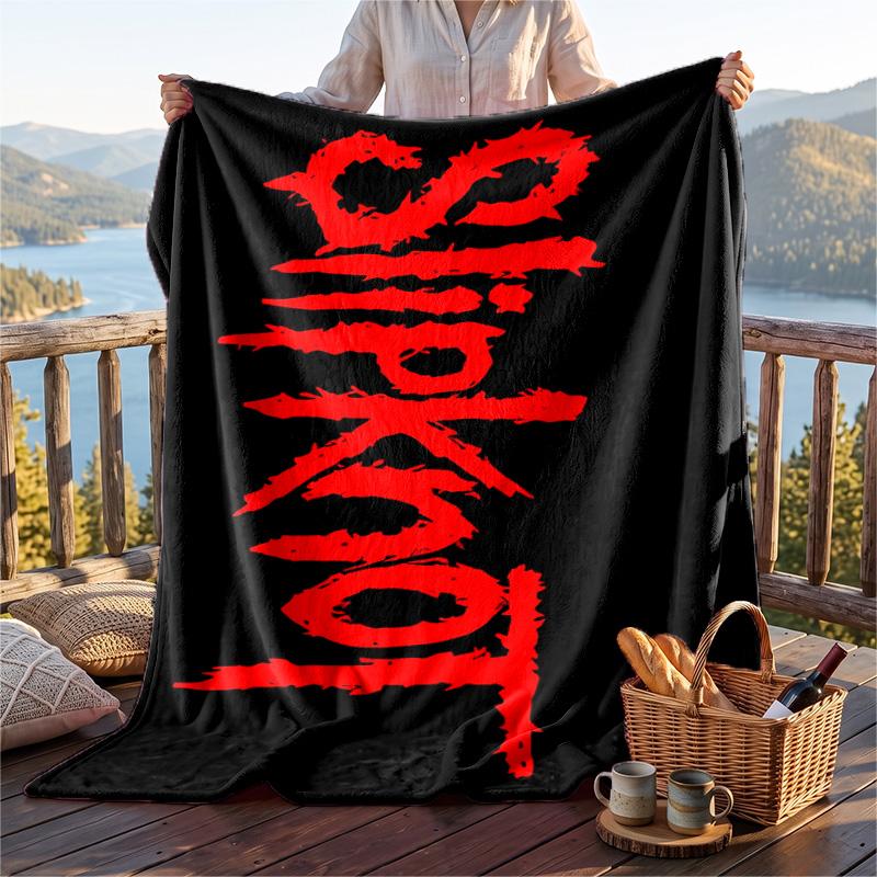 Warm Flannel Blanket Slipknot Pattern, Lightweight Comfortable Throw Blanket for Bed Sofa Use