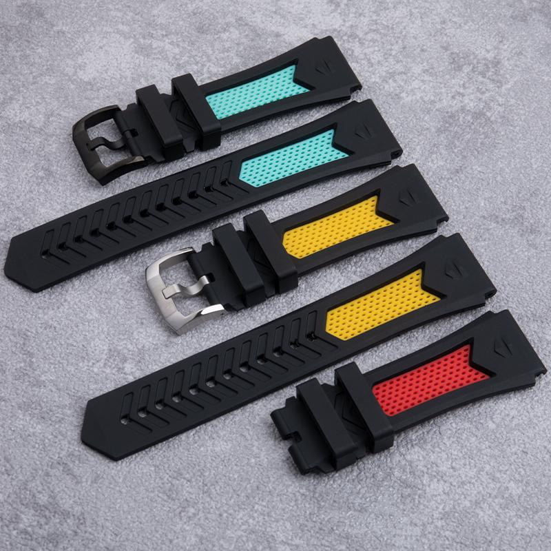 22mm Soft Breathable Two-Tone Rubber Universal Watchband For TAG Strap For HEUER MONACO CARRERA Watch Band Bracelet Pin Buckle