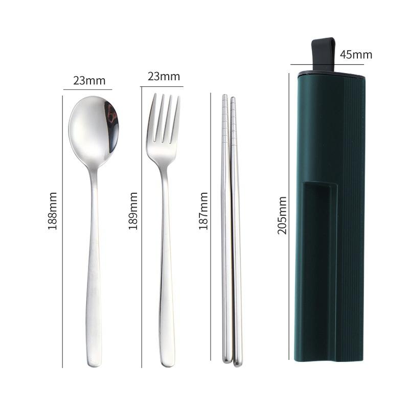 1Set Portable Stainless Steel Cutlery - Fork Spoon Chopsticks With Case Travel Camping Reusable Flatware Utensils Gadgets