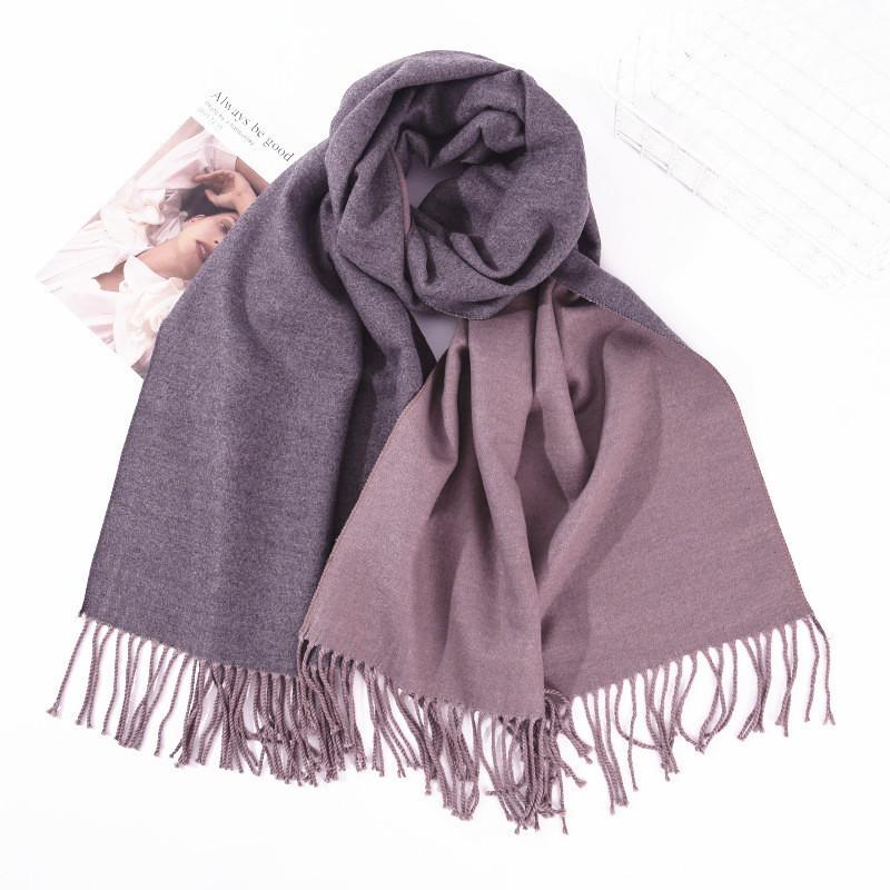 Double-sided Two-color Scarf for Women Autumn and Winter High End New Wool Scarf Shawl Imitation Cashmere Scarf