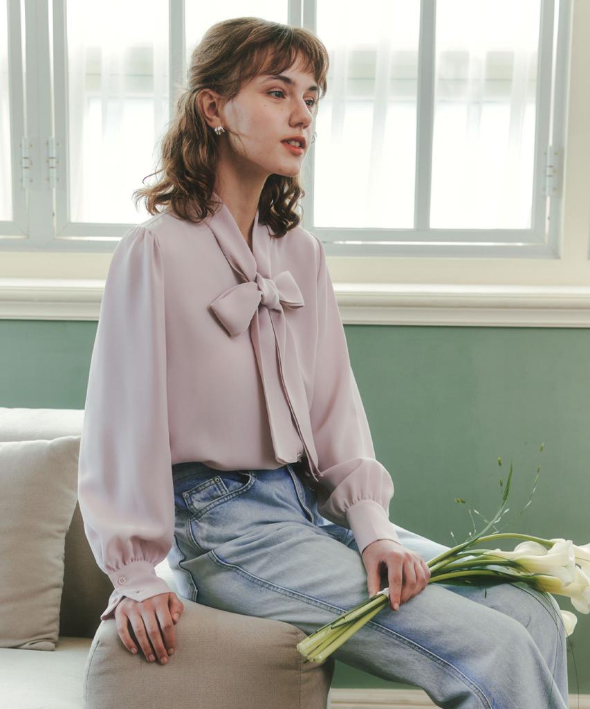 ZEROSTREET [4 Colors] New Tie Blouse