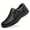Men's Summer Shoes, Perforated Breathable Business Casual Slip-On Shoes with Soft Sole, Comfortable and Wear-Resistant Driving Shoes