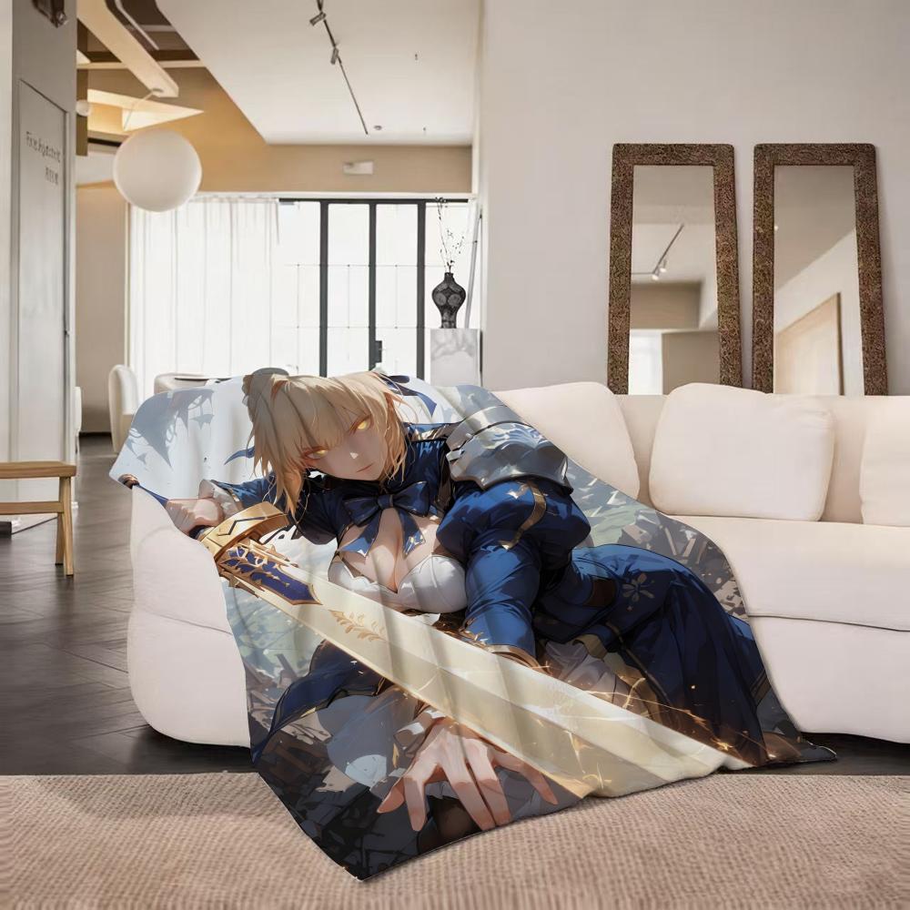 Game F Fate G Grand O Order  Flannel  Blanket Suitable for Sofa Living Room Bedroom