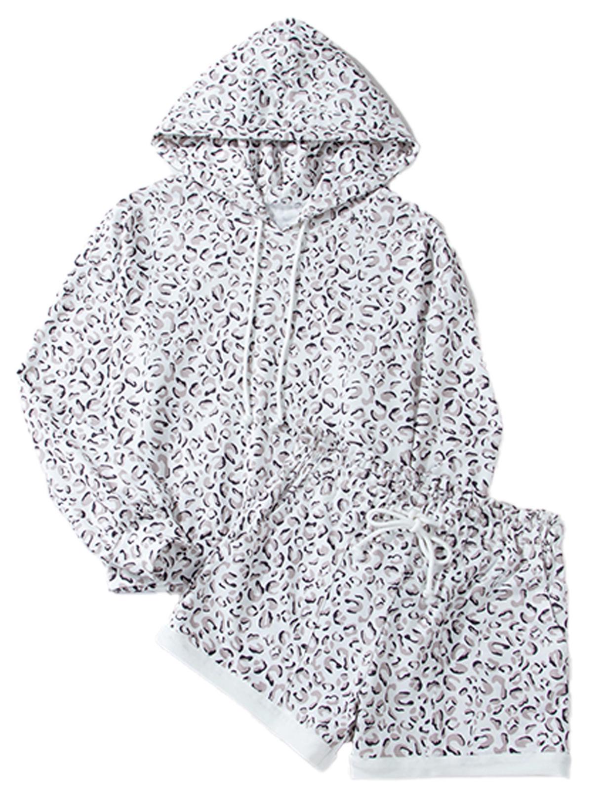 

Повседневный комплект-двойка с леопардовым принтом на кулиске для женщин S белый