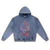 DTG print Knitted Denim Zip-Up Hoodie Copy of GUERRERO Brother Print Zipper Hoodies  
