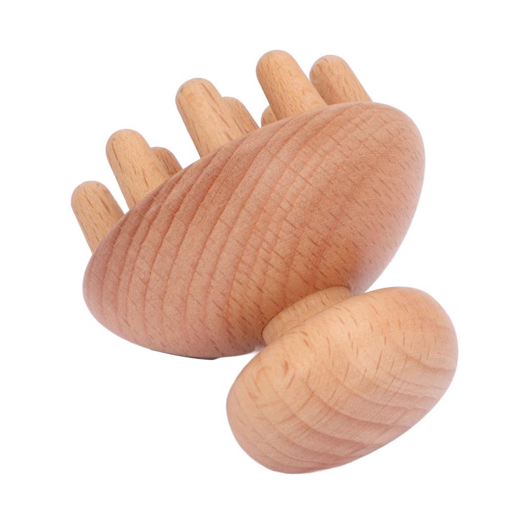 Ergonomic Handle Manual Massage Tool Mushroom Shape Wooden Massager Scalp Massager Full Body Use