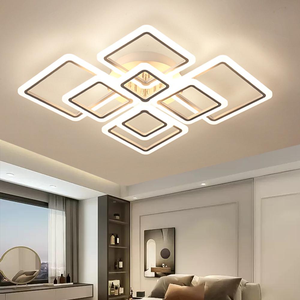 Modern LED Ceiling Light Fixture Flush Mount Ceiling Lights Remote Control Acrylic Pendant Light Dimmable Lamp Living Room
