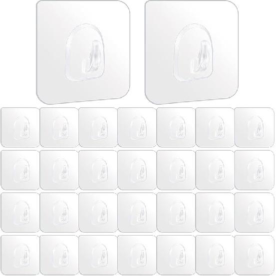 Self Adhesive Hooks,Extra Strong Sticky Hooks for Hanging,Heavy Duty Stick On Hooks,Wall Mounted Hooks for Bathroom,Kitchen,Closet,Office,Hanging