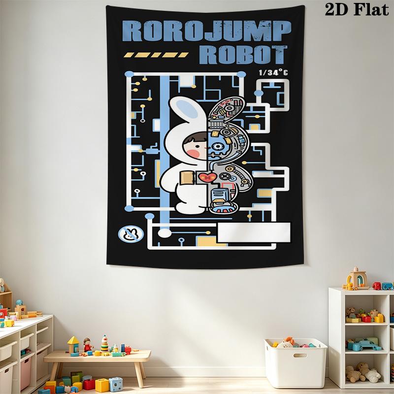 Roro Jump Robot Pattern Home Decor Tapestry, Wall Hanging, Decorative RV Wall Cloth.MGT0918593