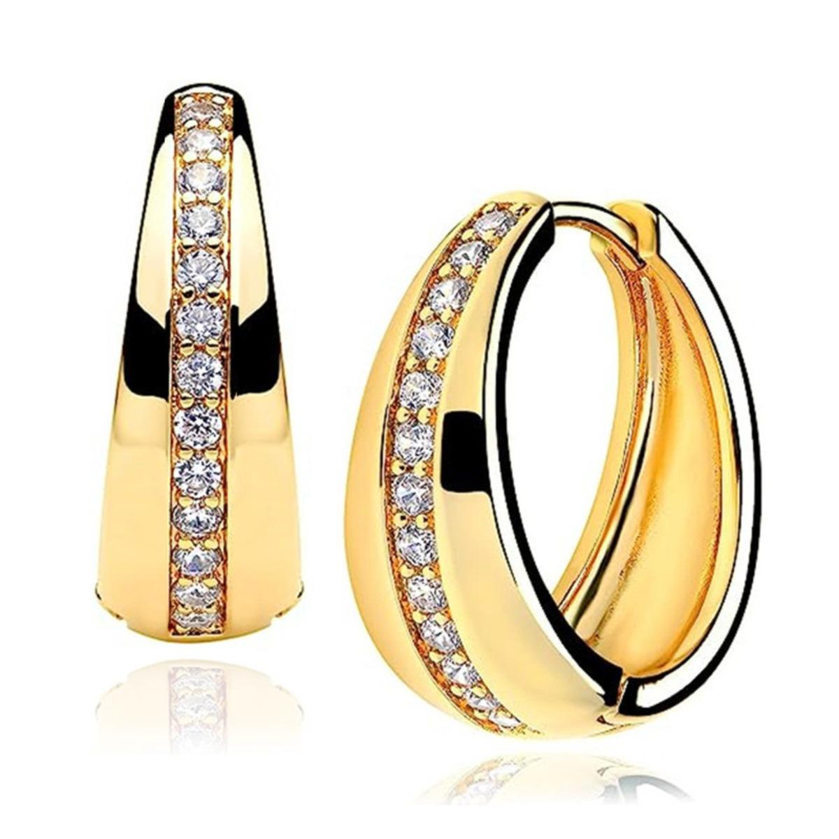 French Style U-Shaped Minimalist Crystal Huggie Earrings