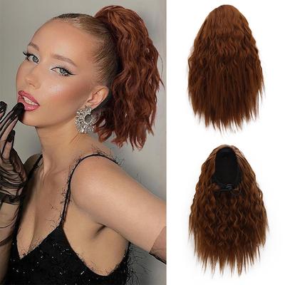 Synthetic Short Curly Corn Drawstring Ponytail Extension Clip In Ponytail  Natural Looking For Women Daily Wear