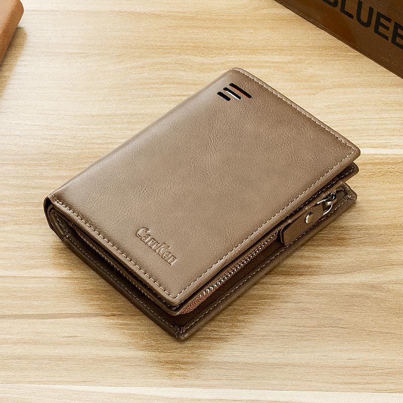 

Men Short Wallet Multifunctional Credit Card Holder Zipper Coin Purse Quality PU Leather Gentleman Business Square Money Bag