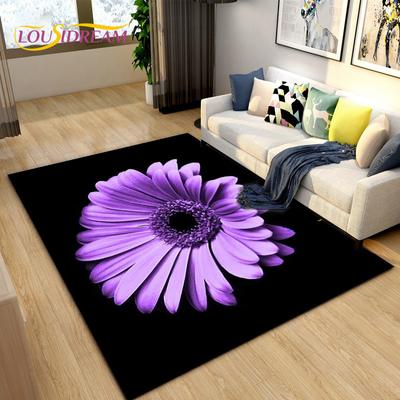 Teppich mit 3D-Gänseblümchen-Blumenmuster, Teppich für Wohnzimmer, Schlafzimmer, Sofa, Fußmatte, Küchendekoration, Kinder spielen, rutschfeste Bodenmatte