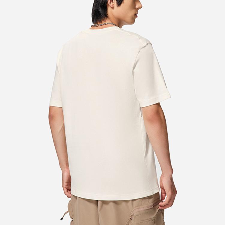 Li Ning Comfortable Breathable Round Neck Short Sleeve T-Shirt Men Tops Off-White AHSSA15-1