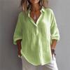 European And American Spring And Summer New Solid Color Casual Loose Large Size V-neck Long-sleeved Blouse Shirt