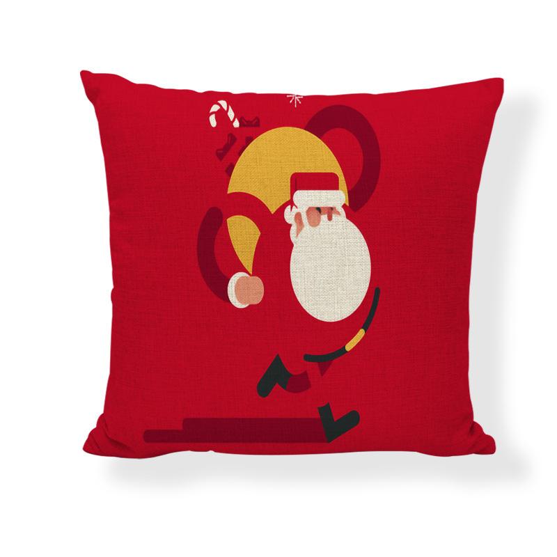 Red Series Santa Claus Pattern Throw Pillow Cover with Short Plush Print for Living Room Sofa Decoration Cushion Cover