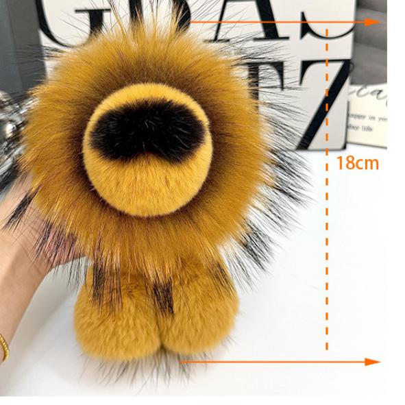 Little Lion Plush Backpack Accessories Pendant Real Rex Rabbit Hair Keychain Pendant Doll Doll Bag Pendant