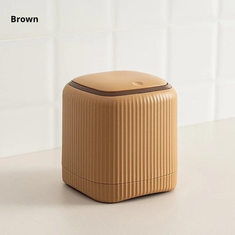 Mini Desktop Trash with Lid Outside Double Barrels Garbage Bedroom Office Desk Storage Box Made Durable Plastic Home Supplies