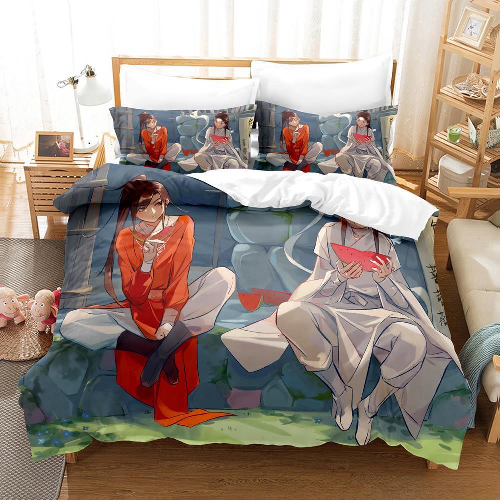 3d Print Heaven Official's Blessing Tian Guan Ci Fu Bedding Set Cartoon Anime Three-piece Set Adult Kid Bedroom Duvet Cover Sets