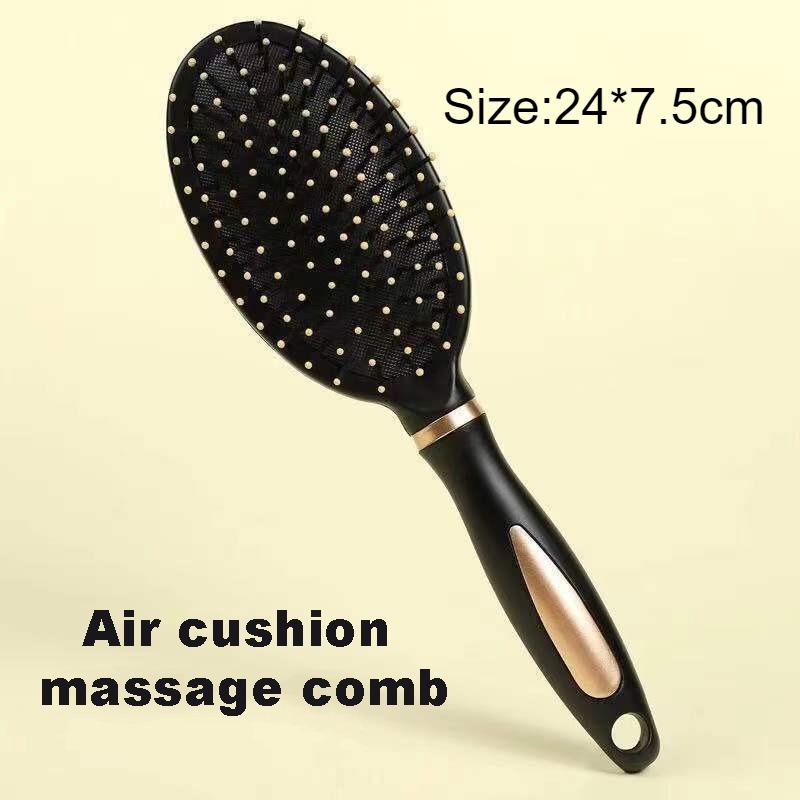 Black and Gold Anti-Static Hair Brush Set with Massage Function for Curly Hair Care