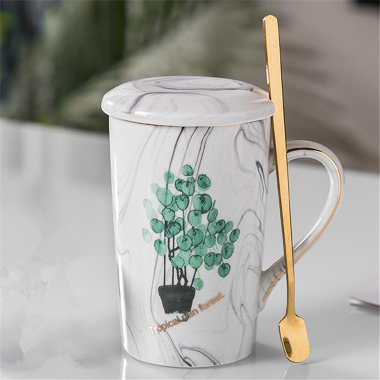 Trendy Japanese Ceramic Coffee Mug with Spoon & Lid – Home Gift Souvenir
