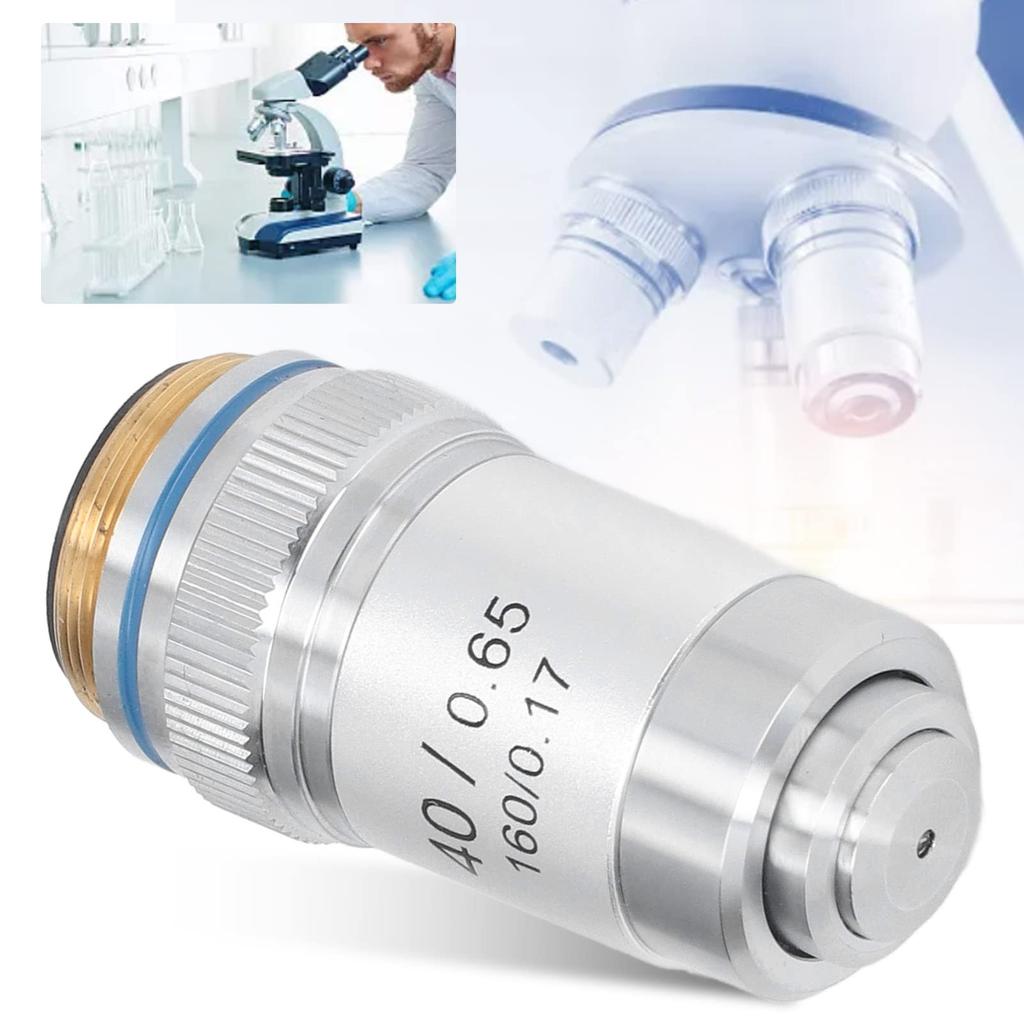 Achromatic Microscope Objective 40x High Magnification Microscope Objective High Light Achromatic Objective Lens with Protective for Microscope Lens,