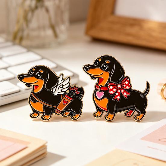 Decorative Brooch Enamel Dachshund Design Zinc Alloy Lapel Pin Sweater Dress Suit Lapel Badge Versatile Outfit