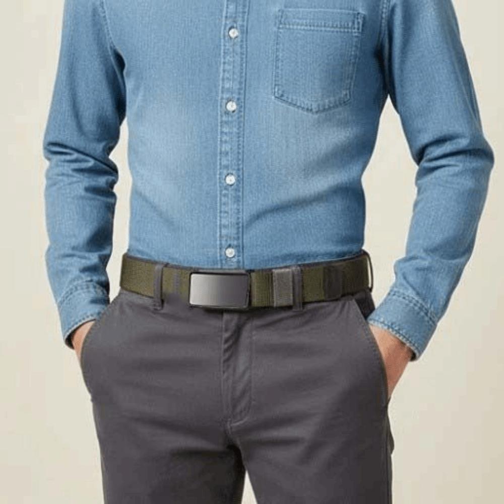 Contrast Color Both Sides Available Belt Zinc Zinc Alloy Nylon Waistband Classic Men Weaving Belt  Boys