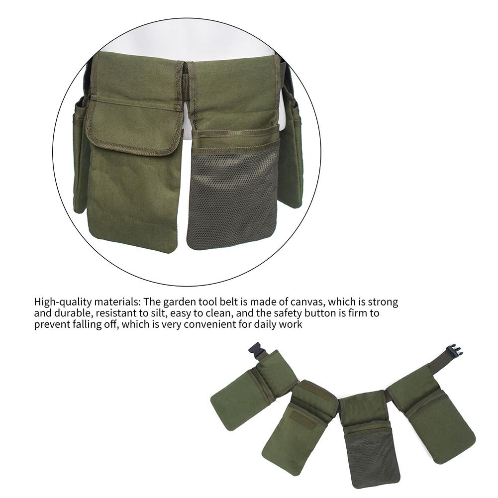 Canvas Gardening Belt with 4 Pockets Waist Tool Bag Removable Handy Organizer for Women & Men for Electrician Tool Plumbing Tool
