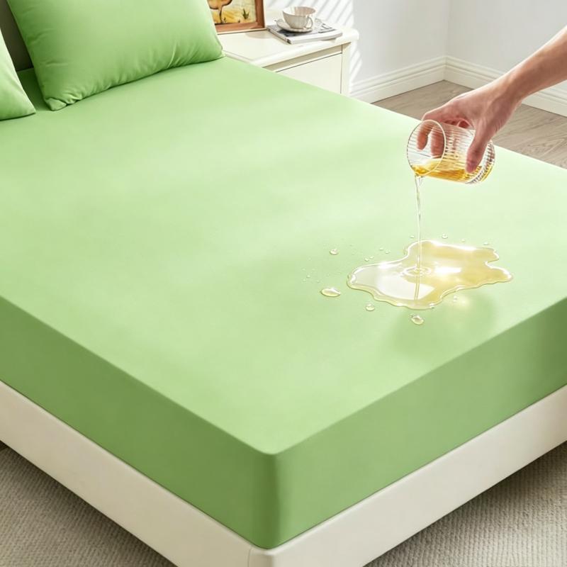High Quality Fitted Sheet 100% Waterproof Microfiber Soft Touch Deep Pocket 25cm Wrinkle Free Anti-Slip Solid Color Twin/Full/Queen/King