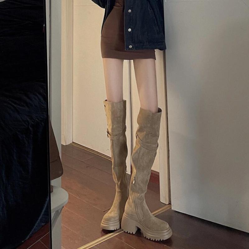 2026 Autumn and Winter New Height Increasing Thick Soled Double Wear Folding Long Boots