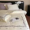 3pcs Embroidered Plants Duvet Cover Set (1*Duvet Cover + 2*Pillowcase, Without Core) Soft Bedding Set, Soft Comfortable