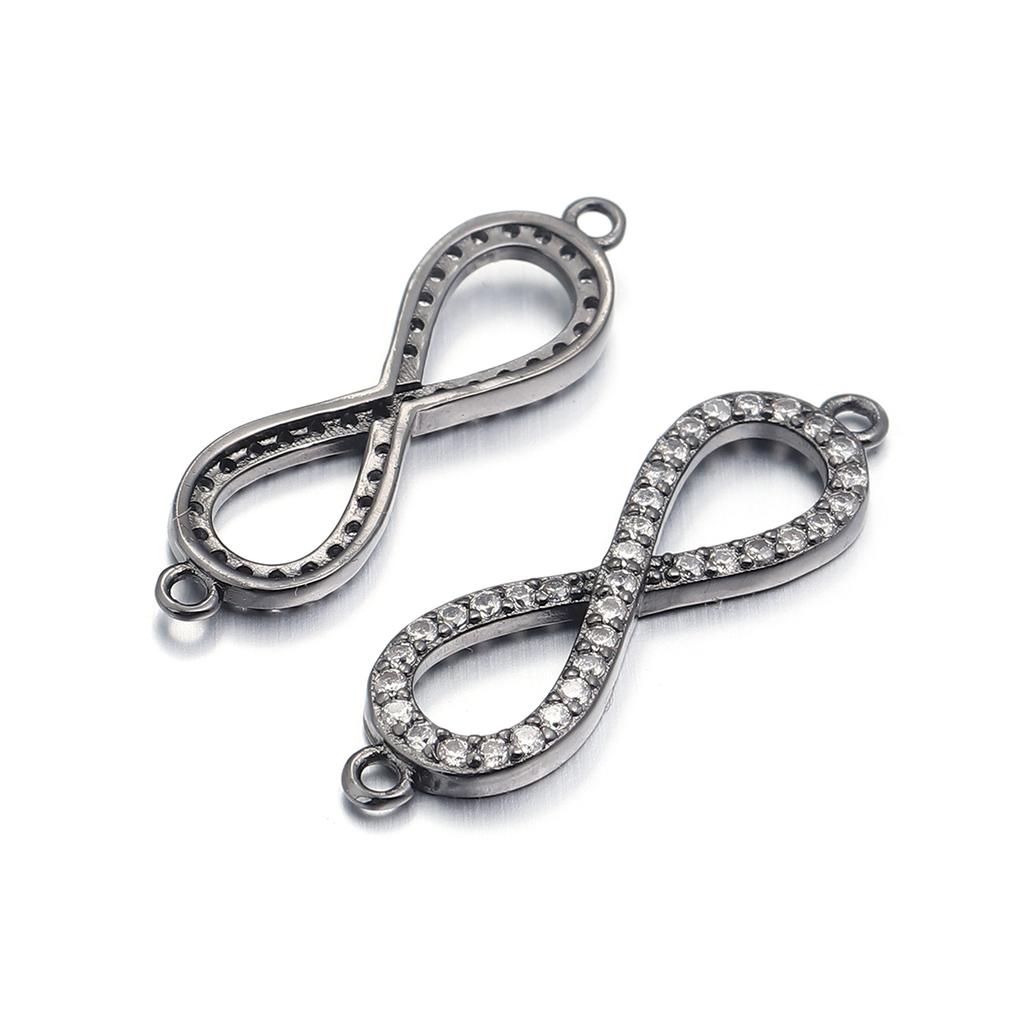 2pcs Brass Cubic Zirconia Infinity Charms 9x29mm Exquisite Cross Charm Connectors For DIY Jewelry Making Necklace Accessories