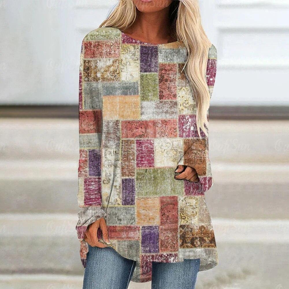 

Винтажный женский свитер, футболка с длинными рукавами для женщин, женская одежда с круглым вырезом в клетку, женская одежда с принтом, повседневный пуловер в стиле Харадзюку, осень