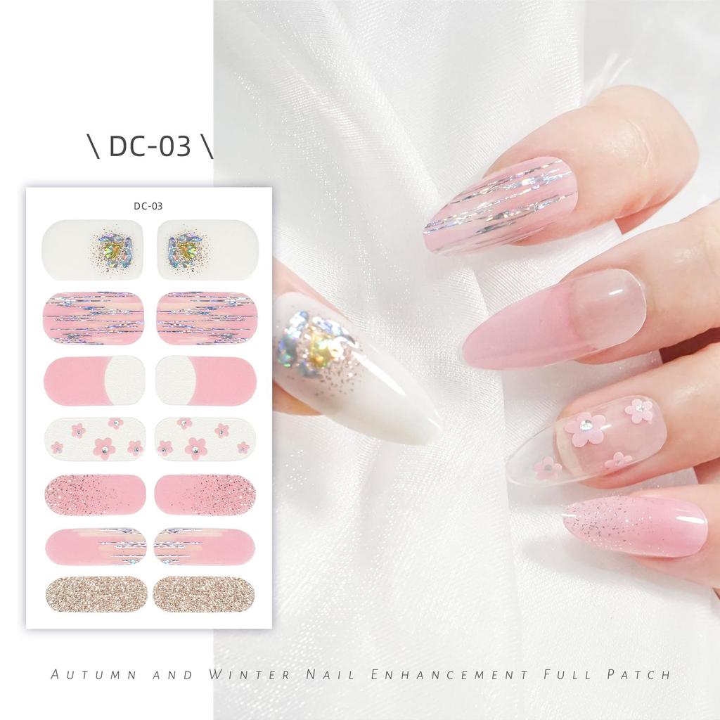 Waterproof 3D No-Bake Gel Nail Stickers - Long-Lasting, Full Cover with Star & Heart Designs