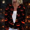 Women's Halloween Print Long Sleeve Knit Cardigan with Button Front