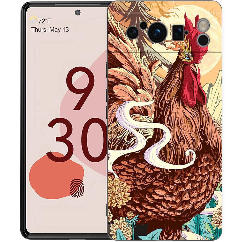 

Phone Case Cover for Google Pixel 10 9 8 7 6 7A 6A Pro Shockproof Soft TPU 10 9 Pro XL Shell Capas Fundas Cock Rooster Chicken Pixel 6A