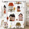 Vintage Style House Print Shower Curtain Bathroom Decoration Home Decor Waterproof Fabric Customizable Dimensions Available