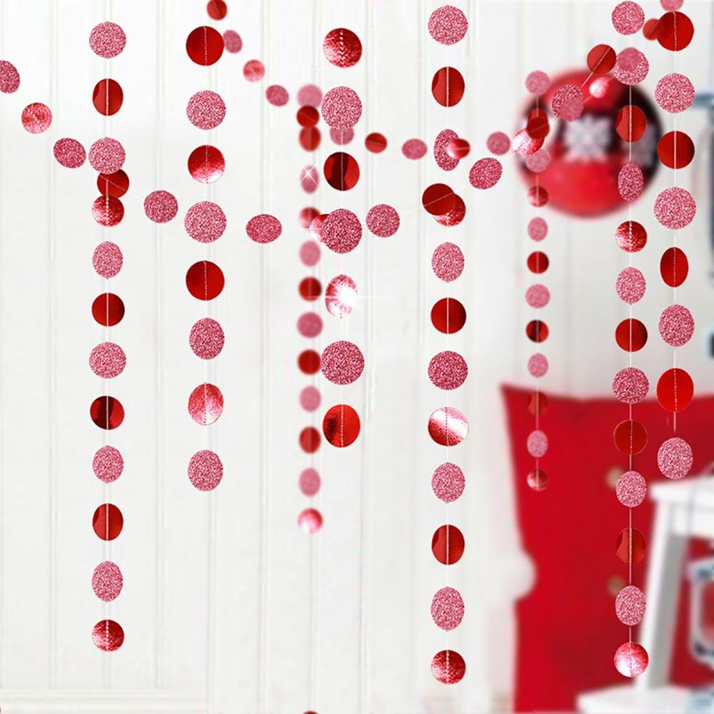 4M Mirror Glitter Round Garland With Colorful Circle String For Wedding Birthday Graduation Party Showcase Cafe Home Curtain Hanging Ornaments Decor