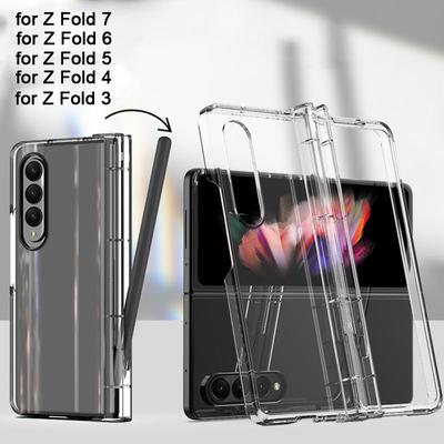 For Samsung Z Fold 7 Transparent Hinge Pen Slot Protection Cover Shockproof Hard PC Case Shell for Galaxy Z Fold7 Fold6 Fold5