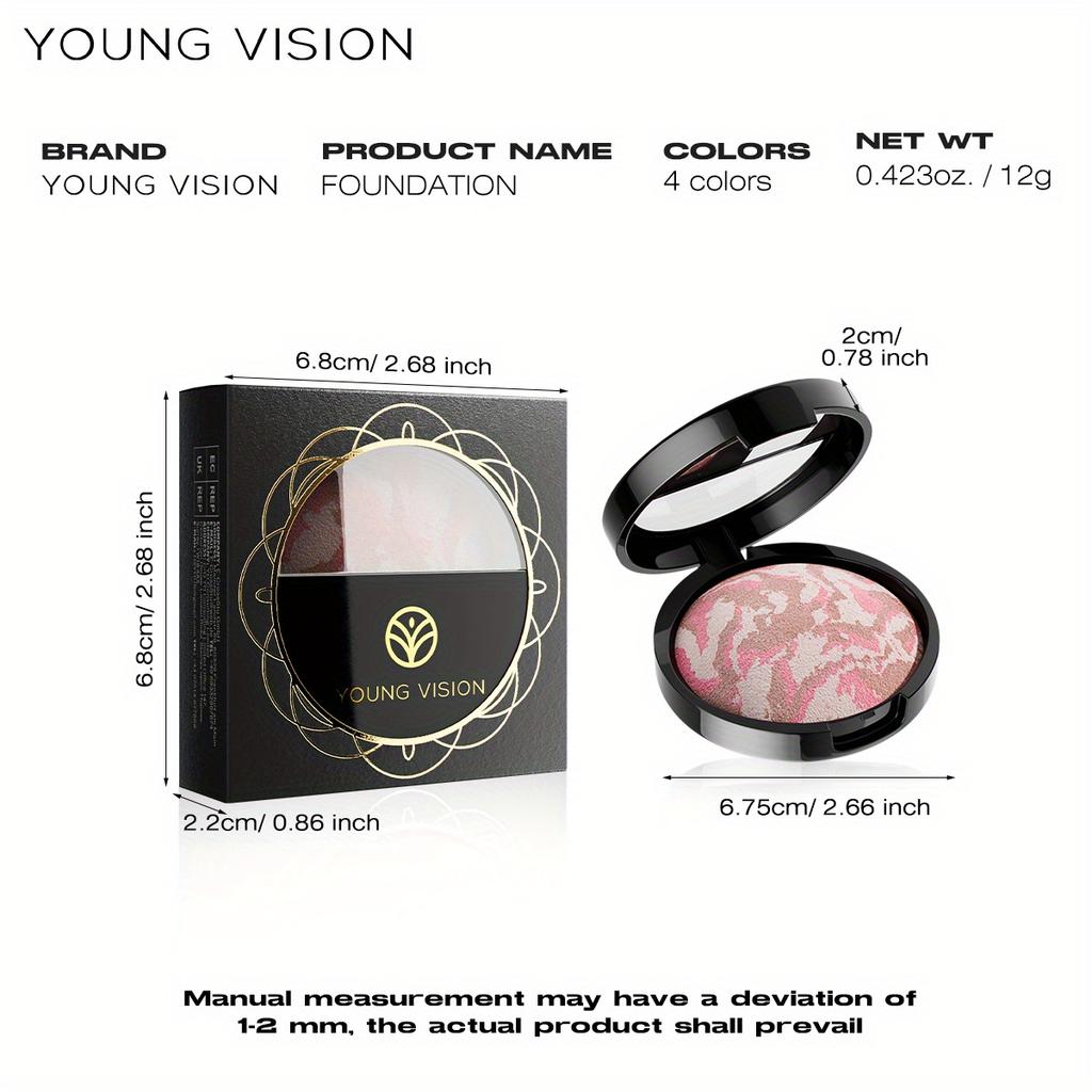 YOUNG VISION 3 w 1 podkład w formie pudru wypiekanego, długotrwały, o pełnym kryciu, lekki, kontrolujący wydzielanie sebum, matowy, zapewniający efekt przez 24 godziny, o delikatnej konsystencji