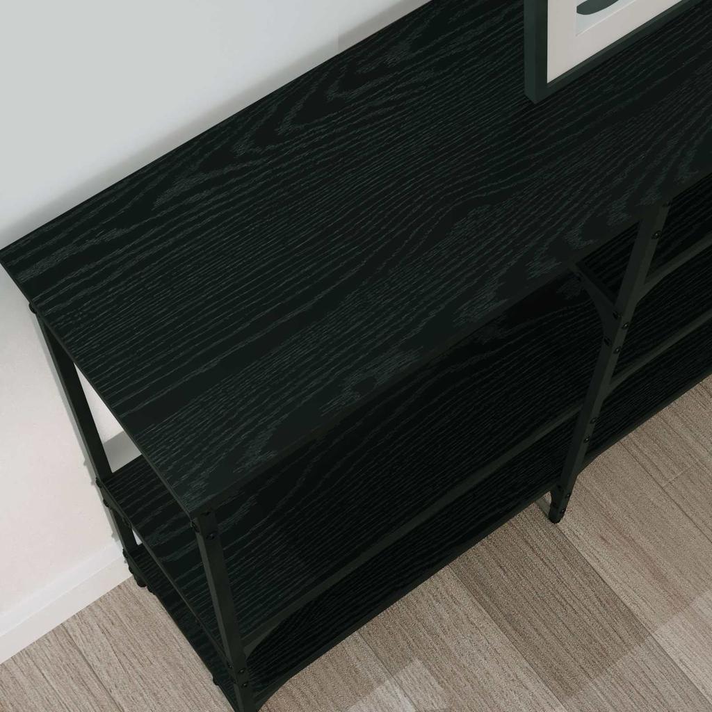 Console Table with Shelf Black Oak Effect 160 X 29 X 80 Cm